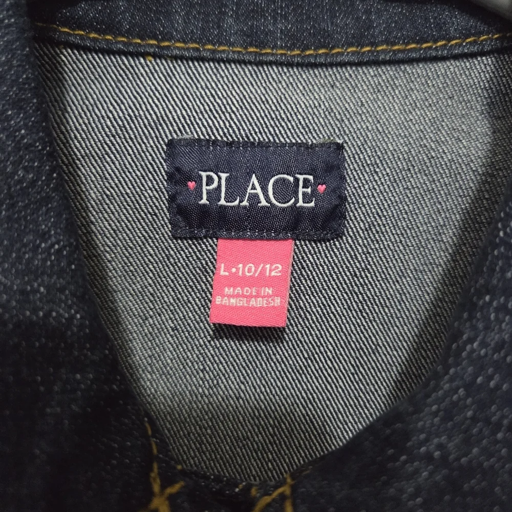 The Children's Place Girls Dark Wash Denim Long Sleeve Jacket Size Large (10/12)